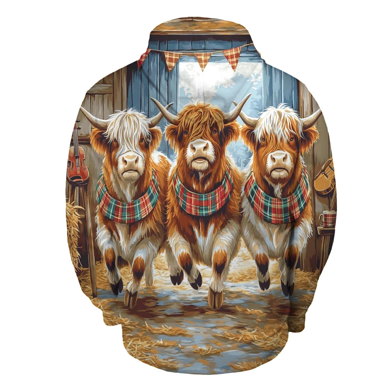 Ceilidh Dance Highland Cow Trio premium hoodies