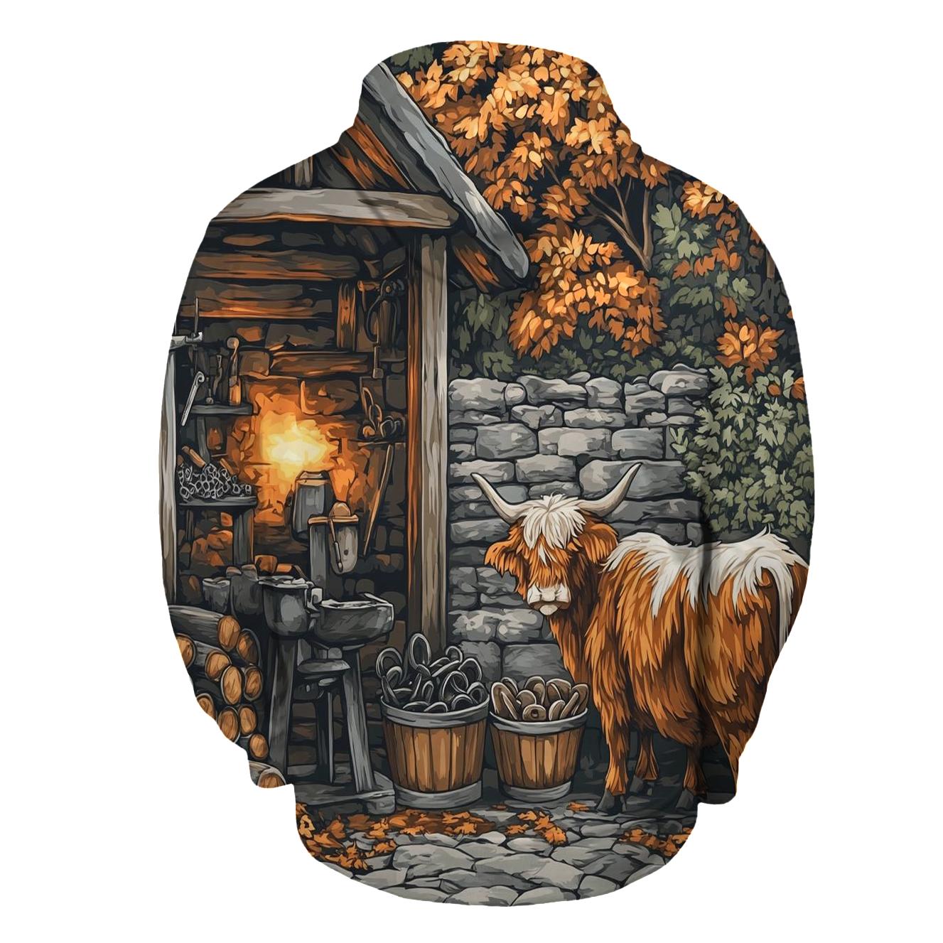 Highland Cow Blacksmith Yard Visitor heavyweight hoodies