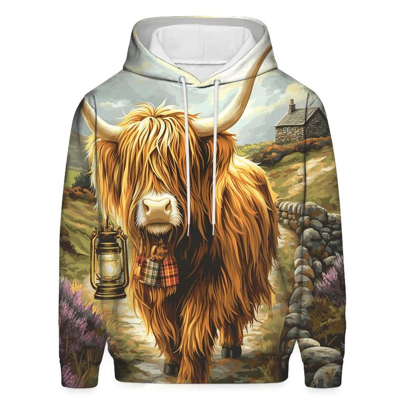 Highland Cow Lantern Keeper hoodies fashion