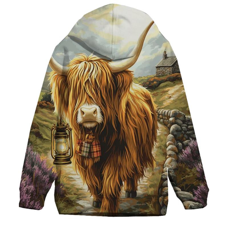 Highland Cow Lantern Keeper hoodies fashion