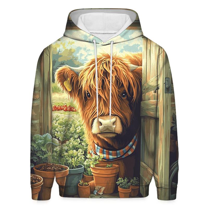 Garden Potting Shed Highland Cow Helper hoodies fashion