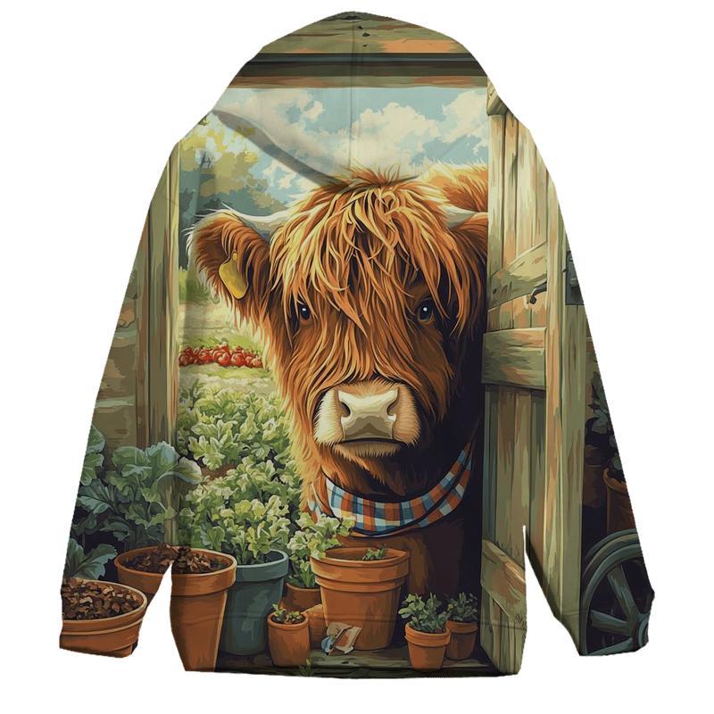 Garden Potting Shed Highland Cow Helper hoodies fashion