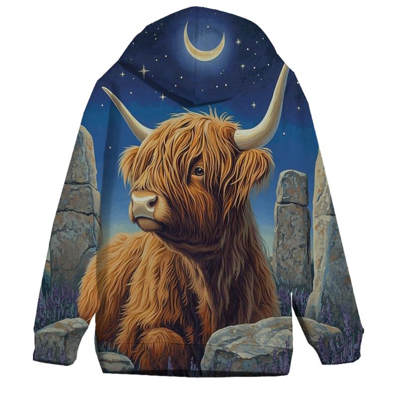 Highland Cow Stargazer By Standing Stones embroidered hoodies