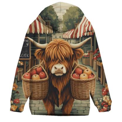 Highland Cow Market Day Porter pullover hoodies