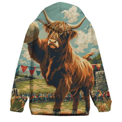 Highland Cow Highland Games Stone Toss printed hoodies