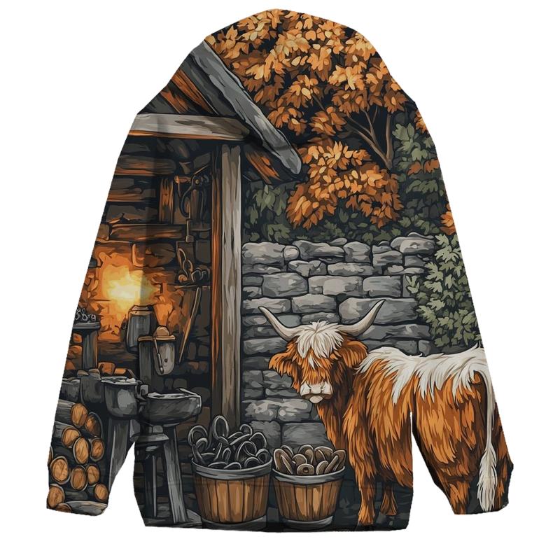 Highland Cow Blacksmith Yard Visitor lightweight hoodies