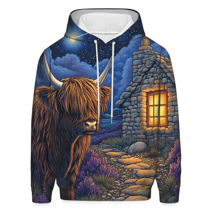 Midnight Bothy Highland Cow Guardian hoodie styles