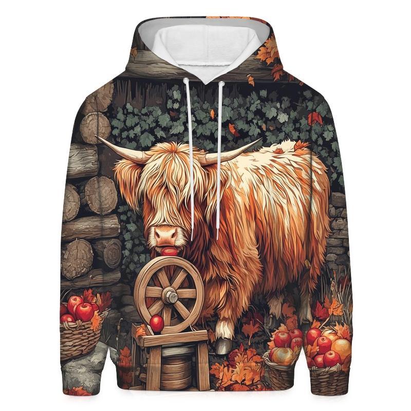 Highland Cow Cider Press Autumn Yard hoodie styles