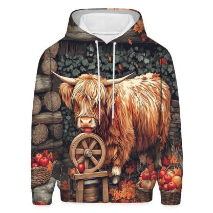 Highland Cow Cider Press Autumn Yard hoodie styles