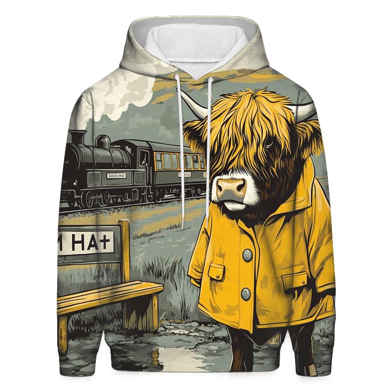 Highland Cow Raincoat By Railway Halt printed hoodies