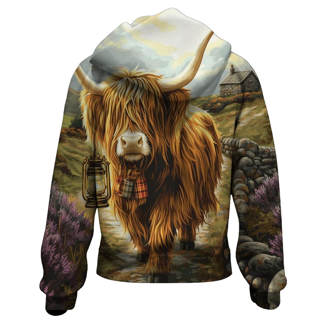 Highland Cow Lantern Keeper printed hoodies
