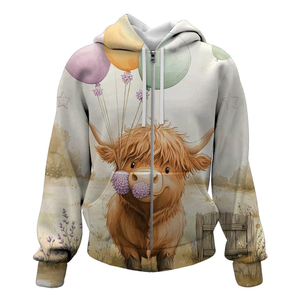 Highland Cow With Heather Balloon Bundle designer hoodies