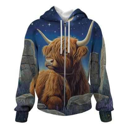 Highland Cow Stargazer By Standing Stones heavyweight hoodies