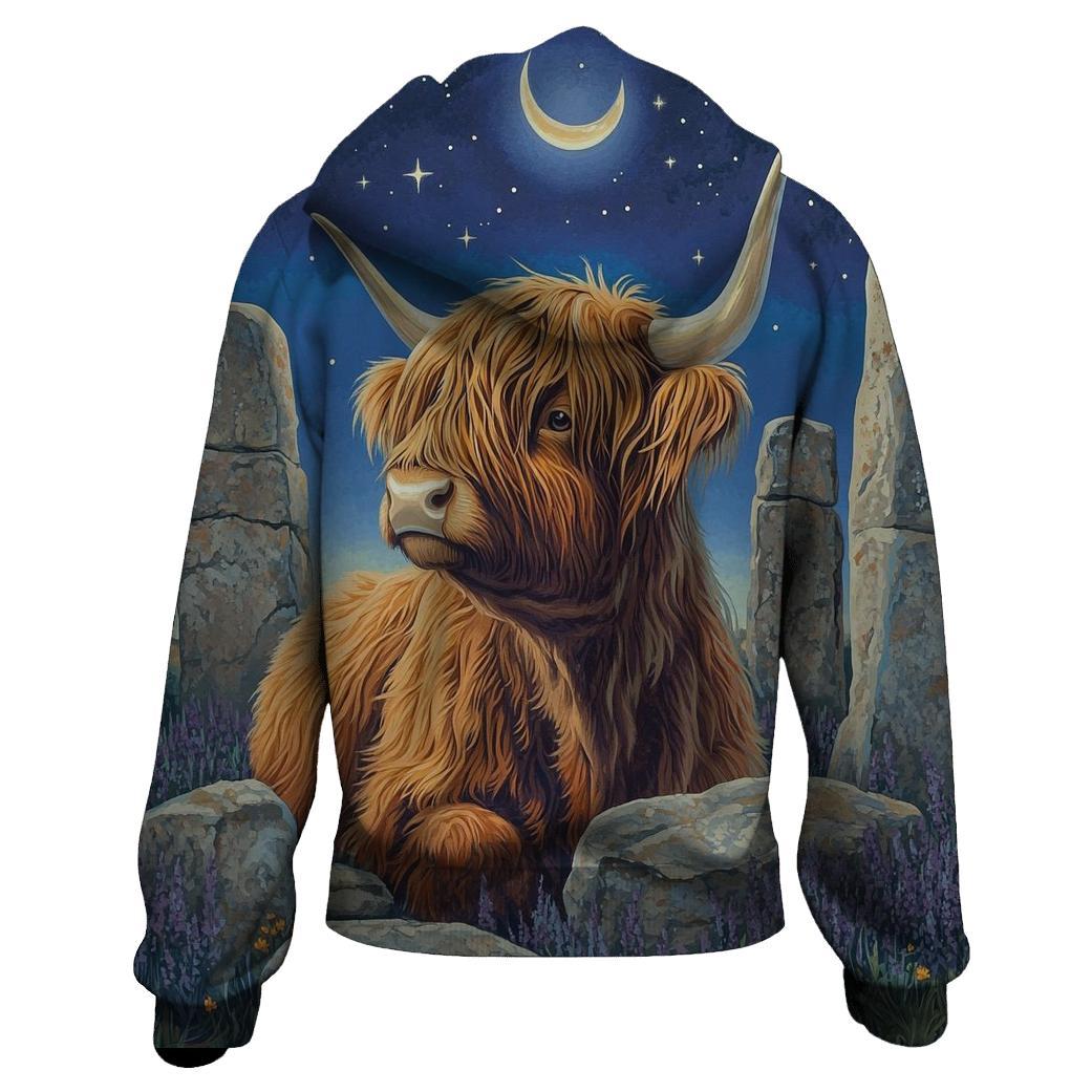 Highland Cow Stargazer By Standing Stones heavyweight hoodies