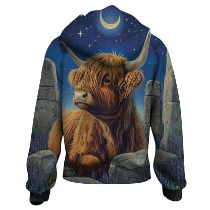 Highland Cow Stargazer By Standing Stones heavyweight hoodies