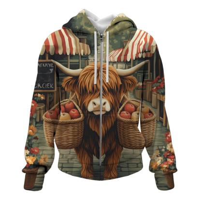 Highland Cow Market Day Porter graphic hoodies