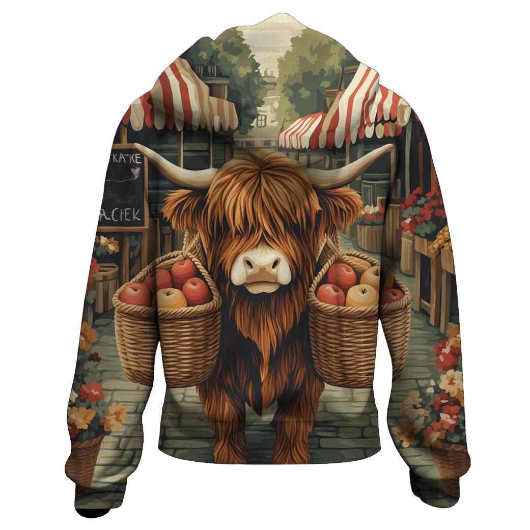 Highland Cow Market Day Porter graphic hoodies