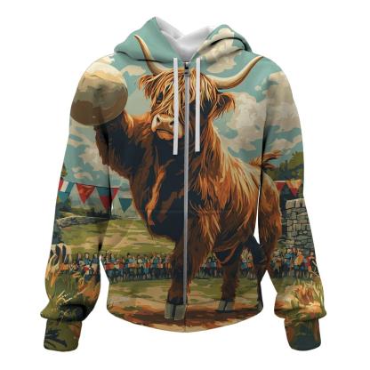 Highland Cow Highland Games Stone Toss lightweight hoodies