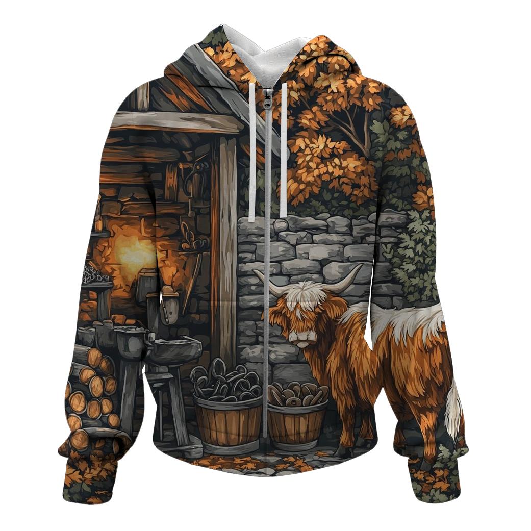 Highland Cow Blacksmith Yard Visitor pullover hoodies