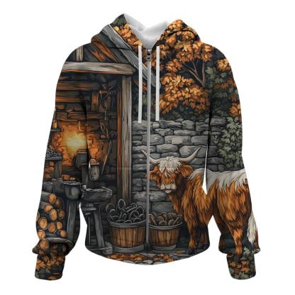 Highland Cow Blacksmith Yard Visitor pullover hoodies