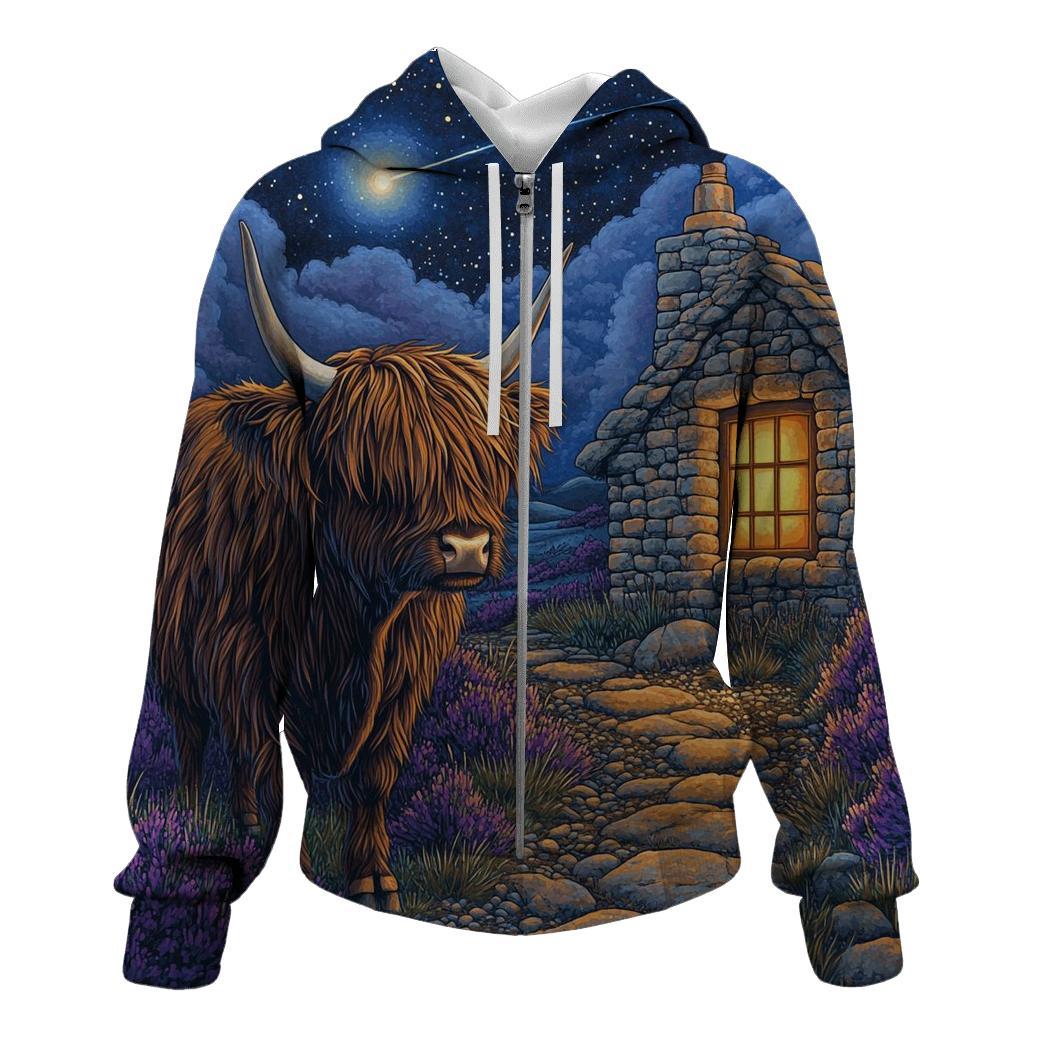 Midnight Bothy Highland Cow Guardian hoodie trends