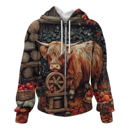Highland Cow Cider Press Autumn Yard hoodie designs