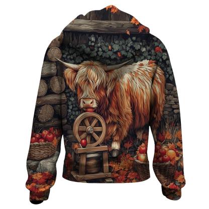 Highland Cow Cider Press Autumn Yard hoodie designs
