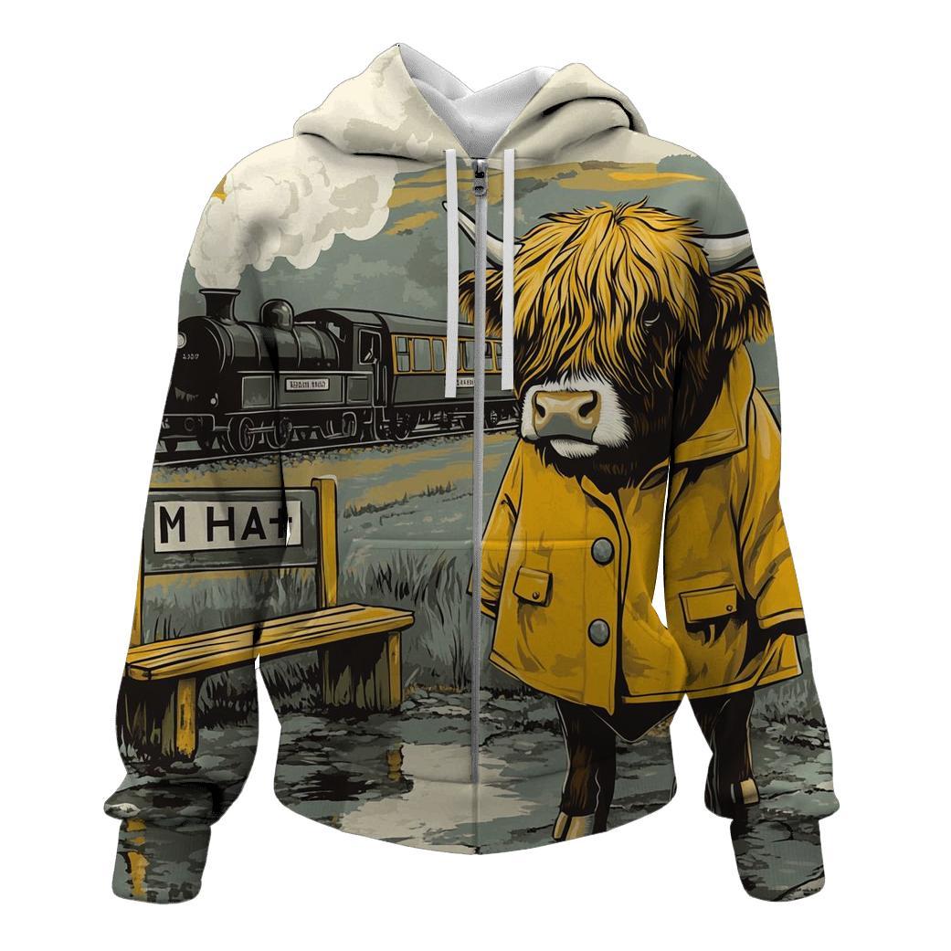 Highland Cow Raincoat By Railway Halt heavyweight hoodies