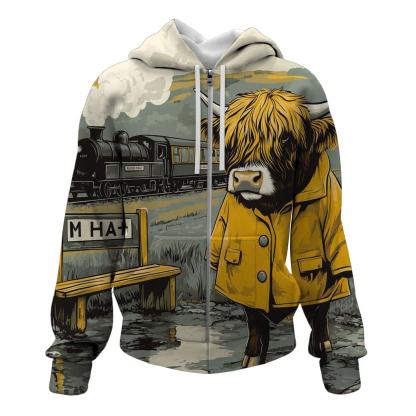 Highland Cow Raincoat By Railway Halt heavyweight hoodies