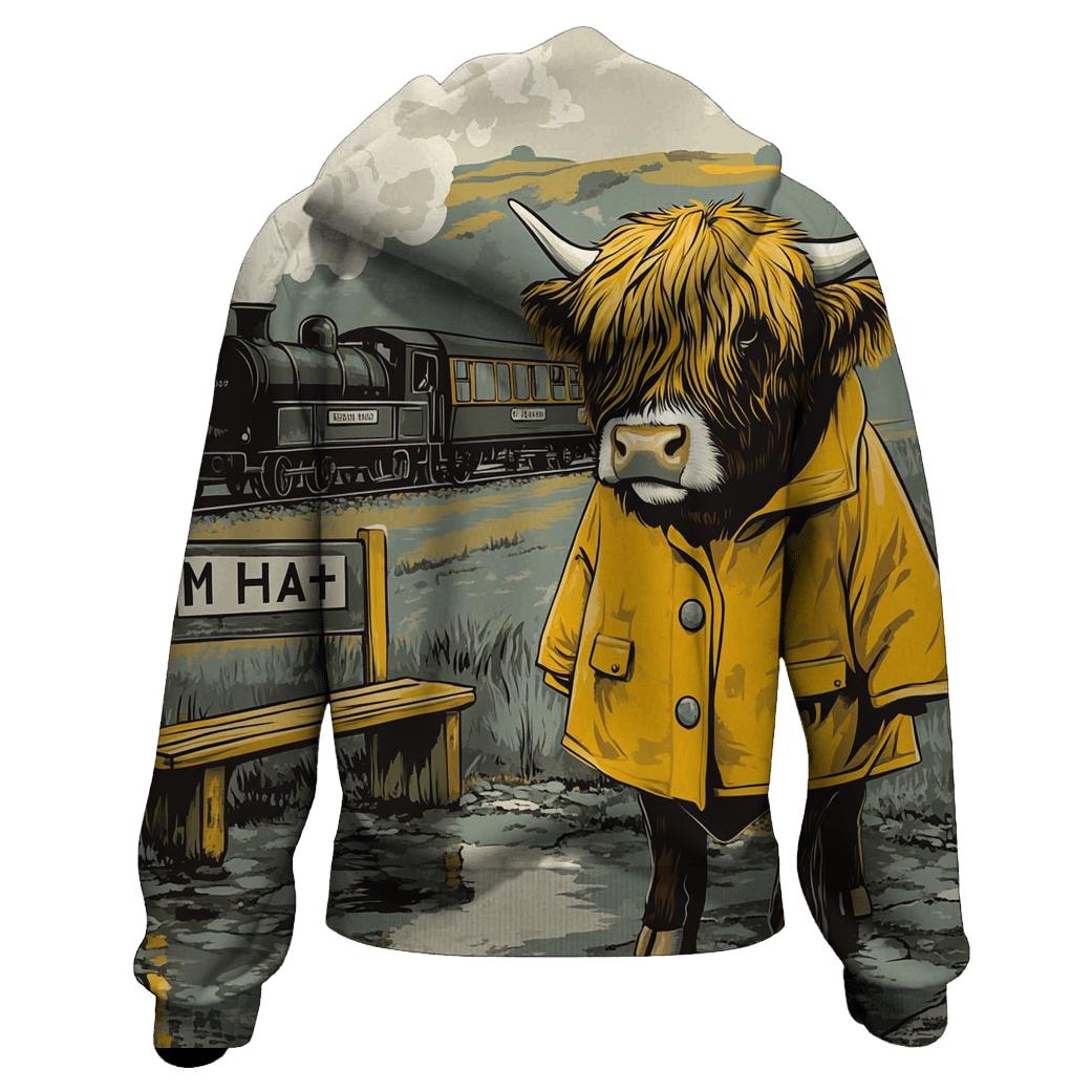 Highland Cow Raincoat By Railway Halt heavyweight hoodies
