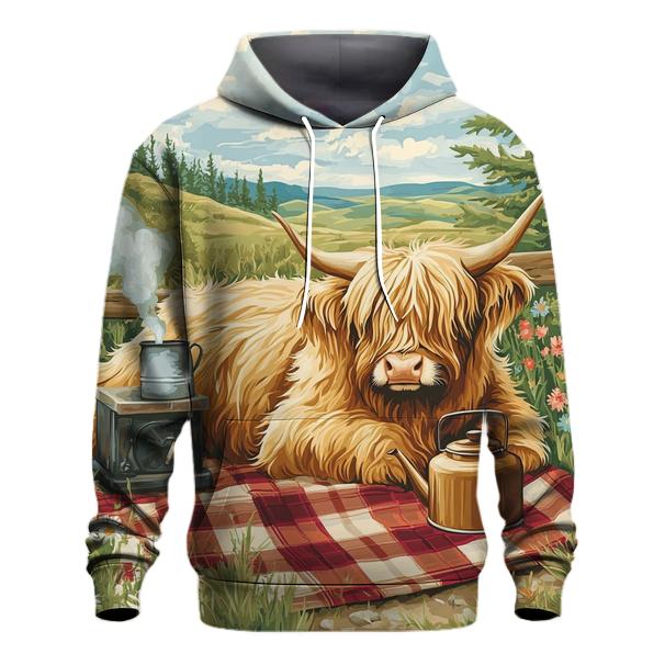 Tea Picnic With Highland Cow Companion hoodies fashion