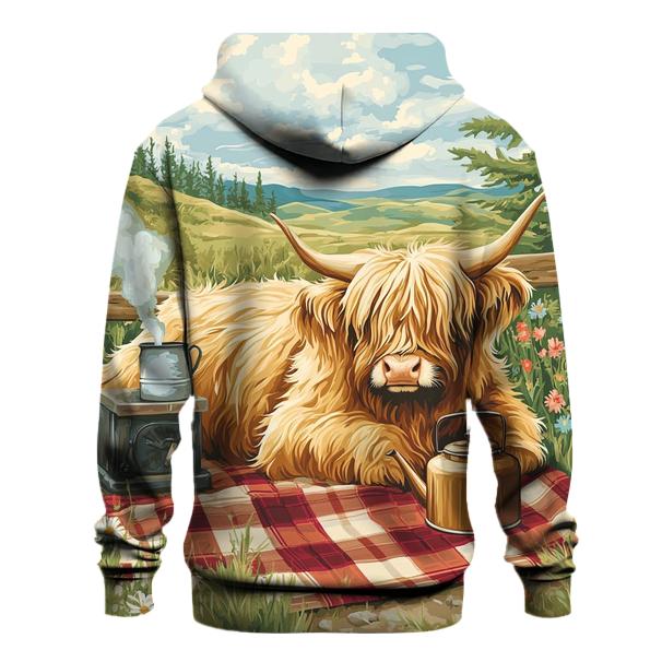 Tea Picnic With Highland Cow Companion hoodies fashion