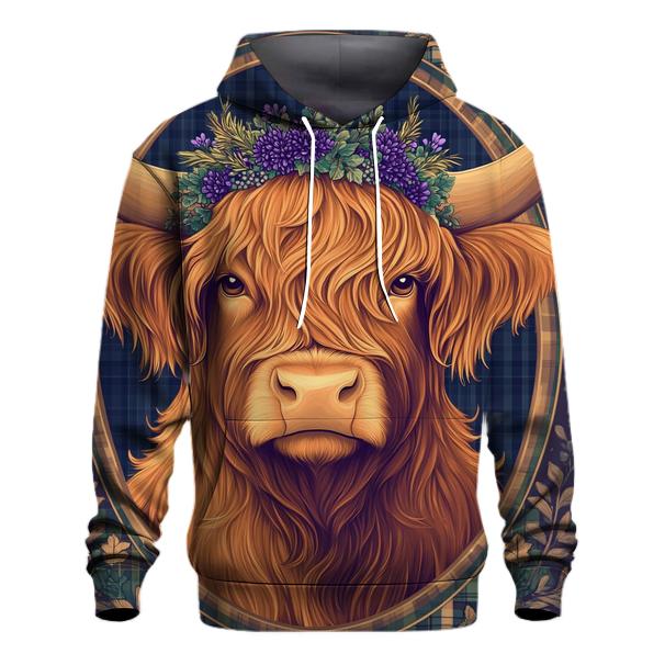 Thistle Crowned Highland Cow Portrait hoodie trends