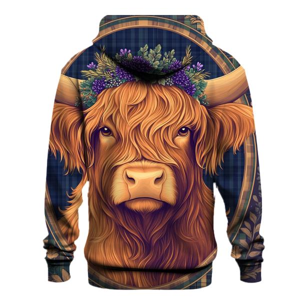 Thistle Crowned Highland Cow Portrait hoodie trends