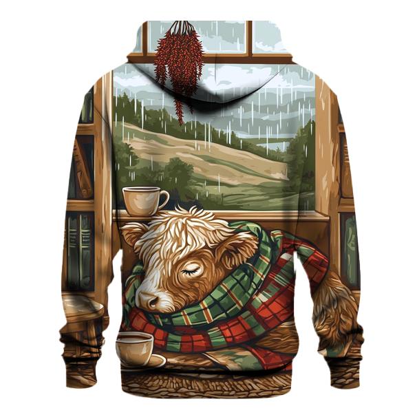 Highland Cow In Tartan Bookshop Nook heavyweight hoodies