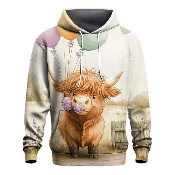 Highland Cow With Heather Balloon Bundle lightweight hoodies