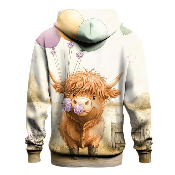 Highland Cow With Heather Balloon Bundle lightweight hoodies