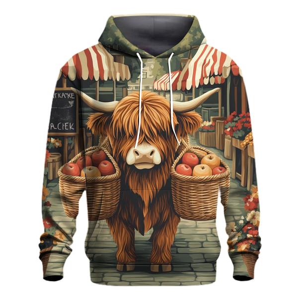 Highland Cow Market Day Porter printed hoodies