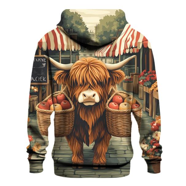 Highland Cow Market Day Porter printed hoodies