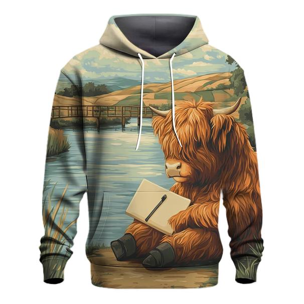Riverbank Sketcher Highland Cow embroidered hoodies