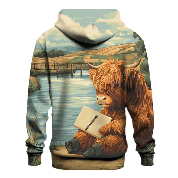 Riverbank Sketcher Highland Cow embroidered hoodies
