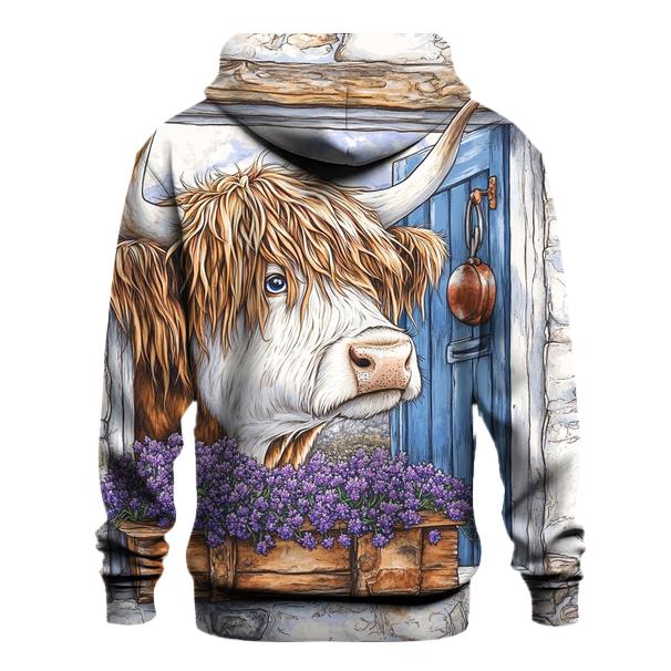 Crofthouse Window Highland Cow Peek printed hoodies