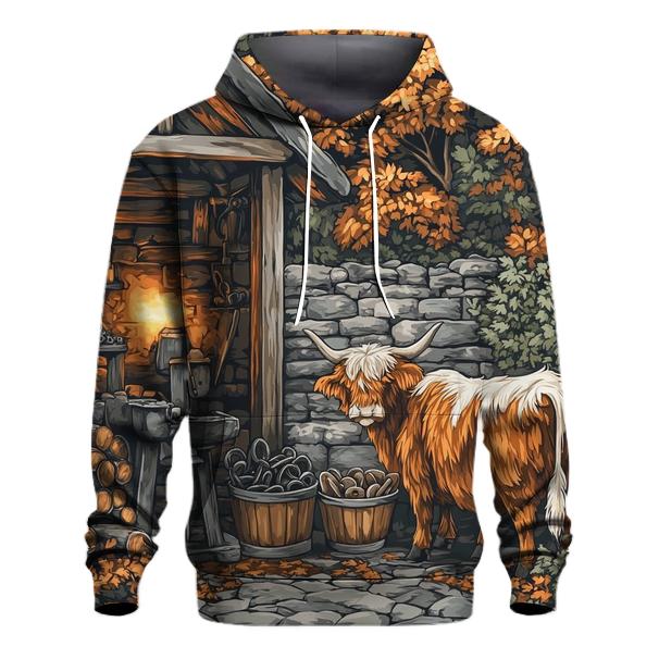 Highland Cow Blacksmith Yard Visitor designer hoodies