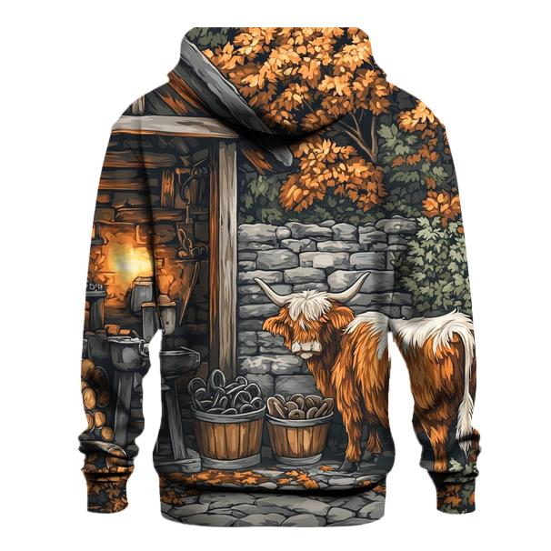 Highland Cow Blacksmith Yard Visitor designer hoodies