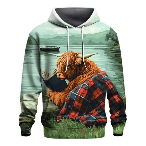 Highland Cow Lochness Shore Book Reader premium hoodies