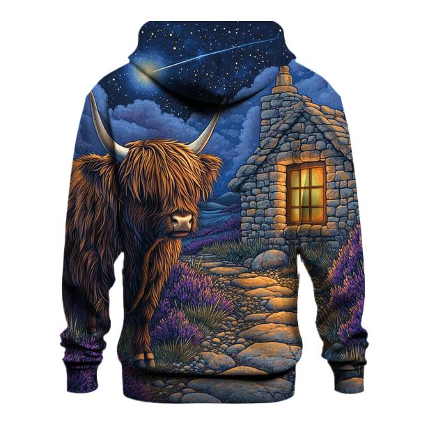 Midnight Bothy Highland Cow Guardian embroidered hoodies