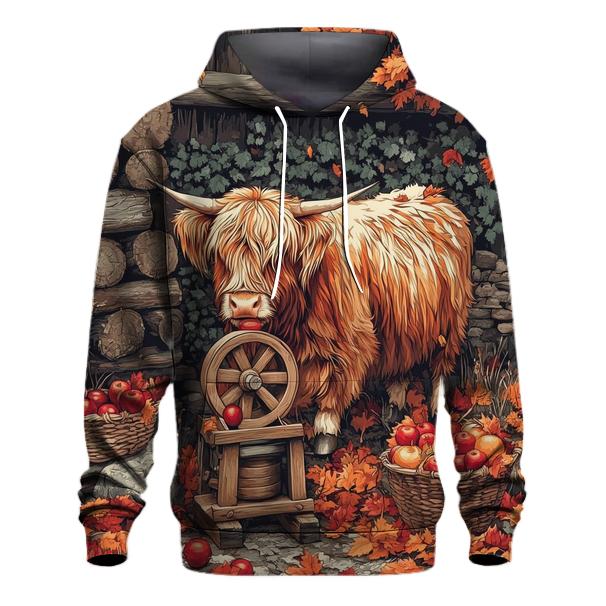 Highland Cow Cider Press Autumn Yard hoodie designs