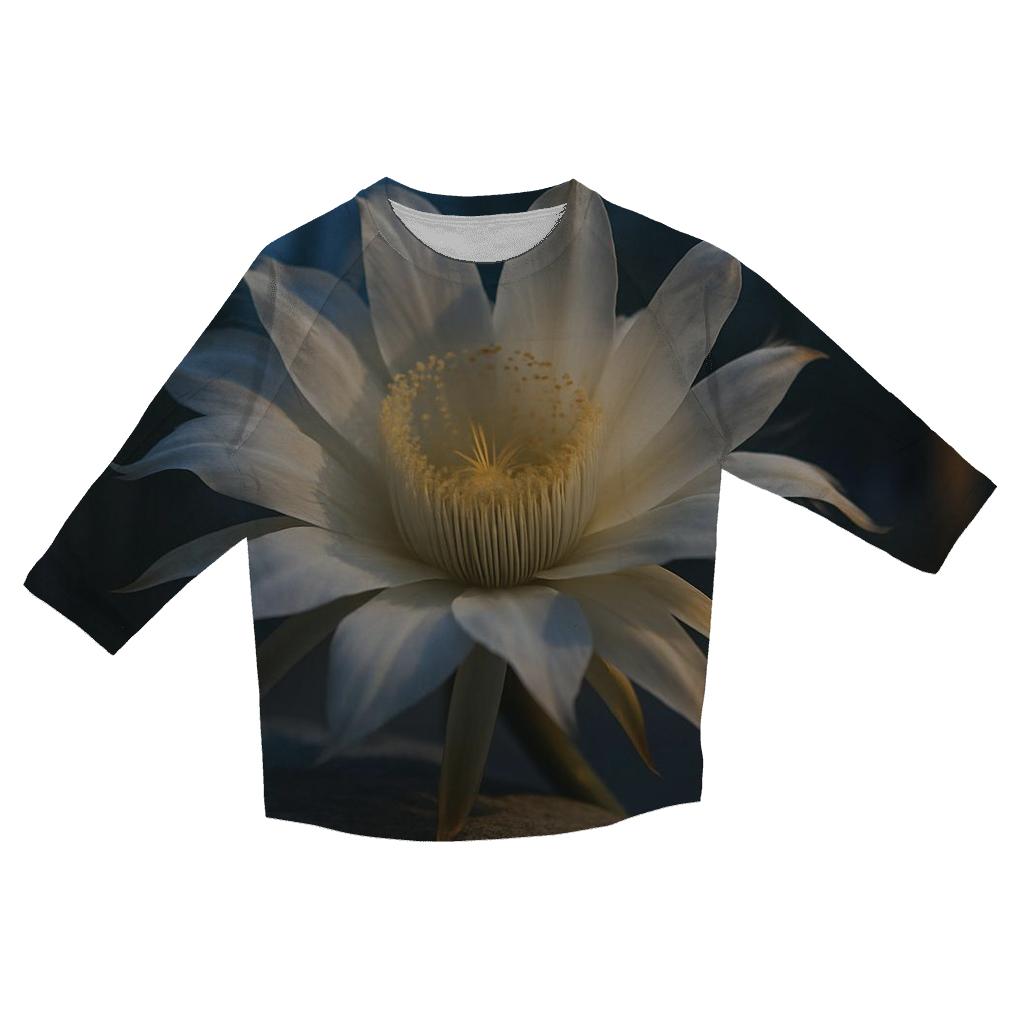 Midnight Blooming Cereus On A Desert Stone Wall cotton quarter sleeve shirts