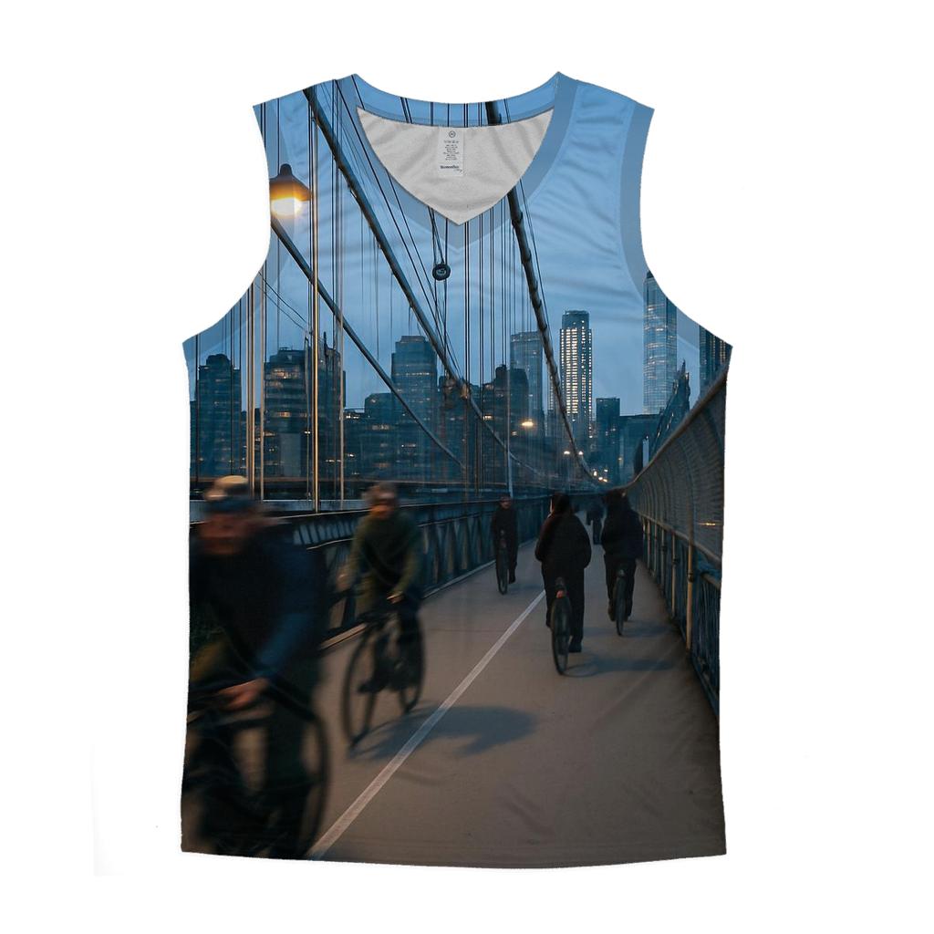 Blue Hour Commute Over The Manhattan Bridge cotton sleeveless tops