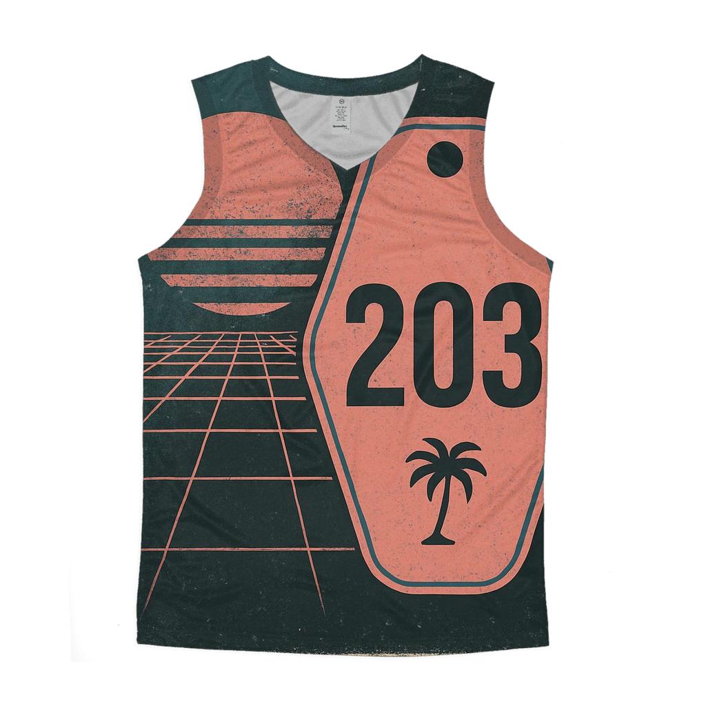 Faded Eighties Night Drive Motel Key Tag Design designer workout tanks